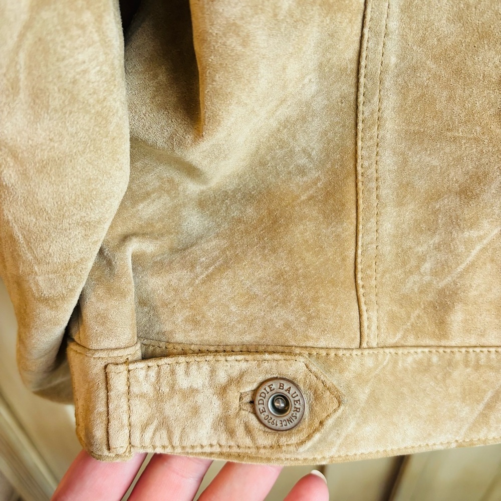 EUC VTG. Eddie Bauer Seattle Suede washable leather jacket in tan | Sz XL - Picture 5 of 12